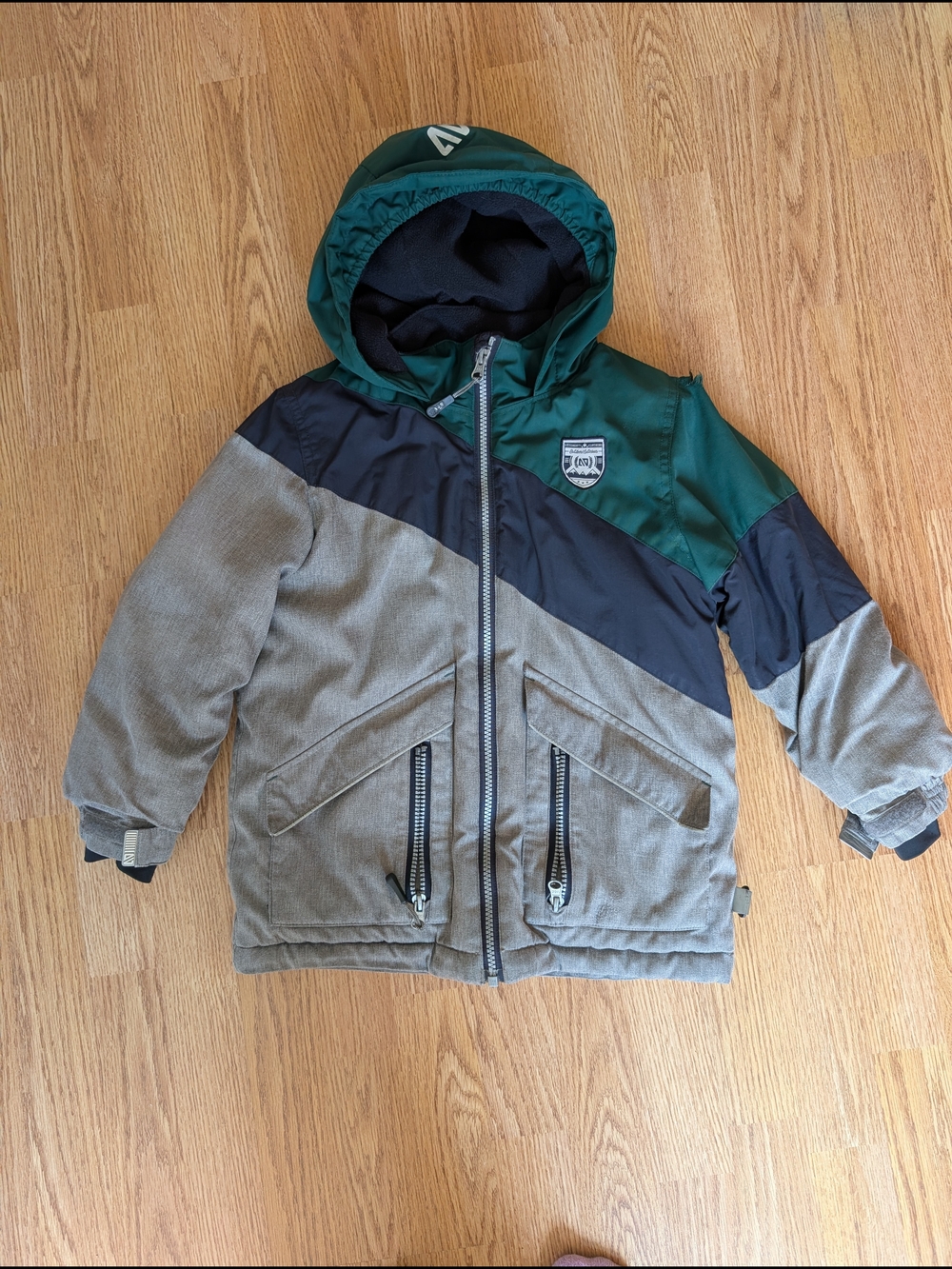 Nano Colorblock Hooded Winter Jacket - Green/Black/Gray